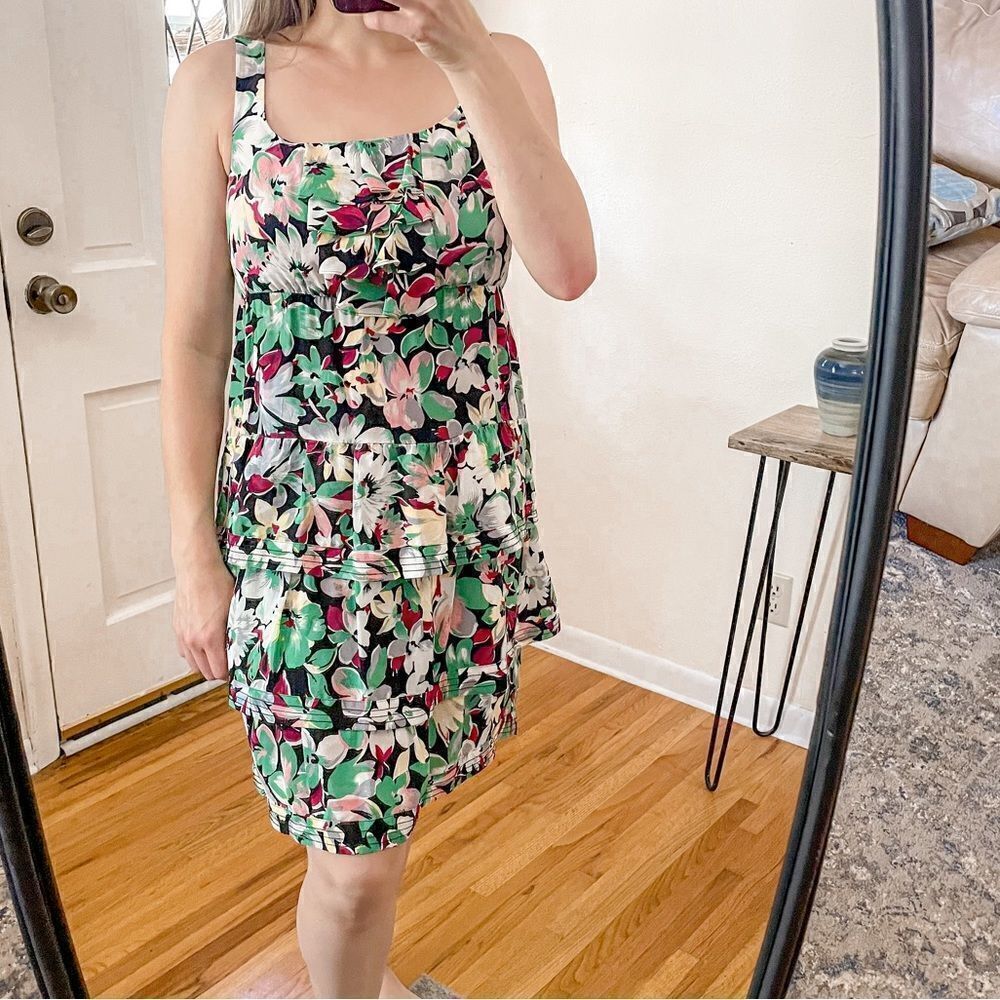 Anthropologie Moulinette Soeurs Floral Silk Tiered Mini Dress